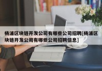 杨浦区块链开发公司有哪些公司招聘[杨浦区块链开发公司有哪些公司招聘信息]